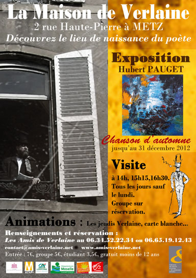 Affiche exposition Hubert PAUGET "chanson d'automne" dans Maison Verlaine
